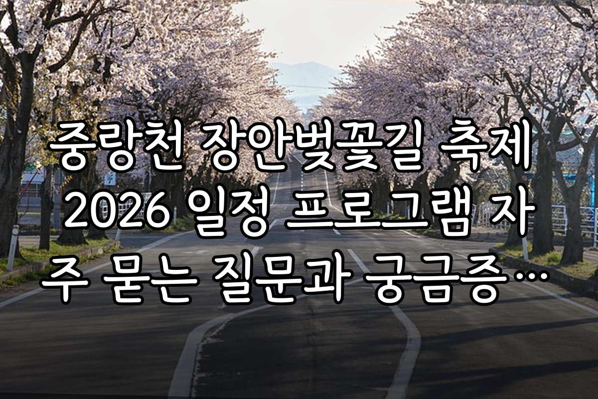 중랑천 장안벚꽃길 축제 2026 일정 프로그램 자주 묻는 질문과 궁금증 해결하기