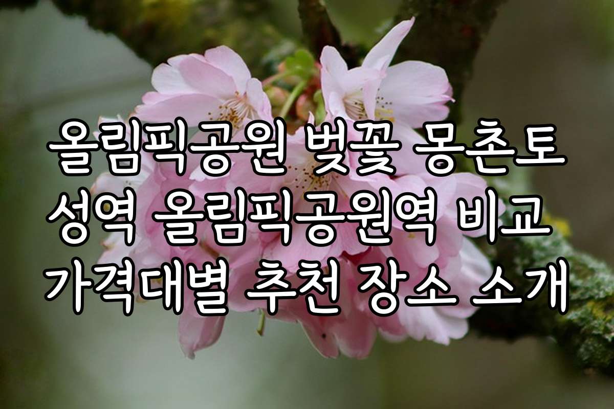 올림픽공원 벚꽃 몽촌토성역 올림픽공원역 비교 가격대별 추천 장소 소개