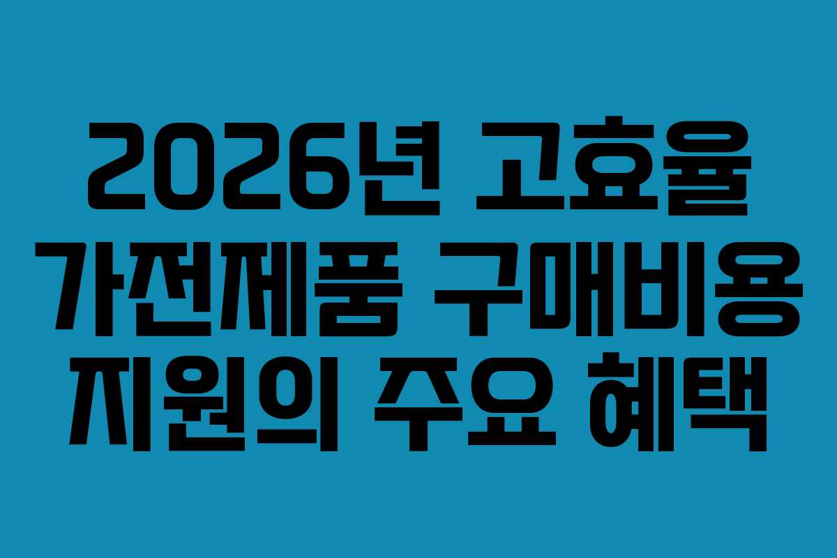 2026년 고효율 가전제품 구매비용 지원의 주요 혜택