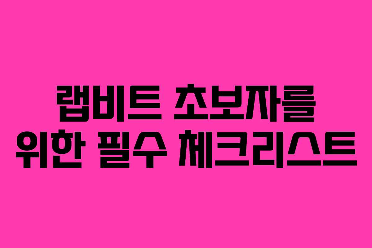 랩비트 초보자를 위한 필수 체크리스트