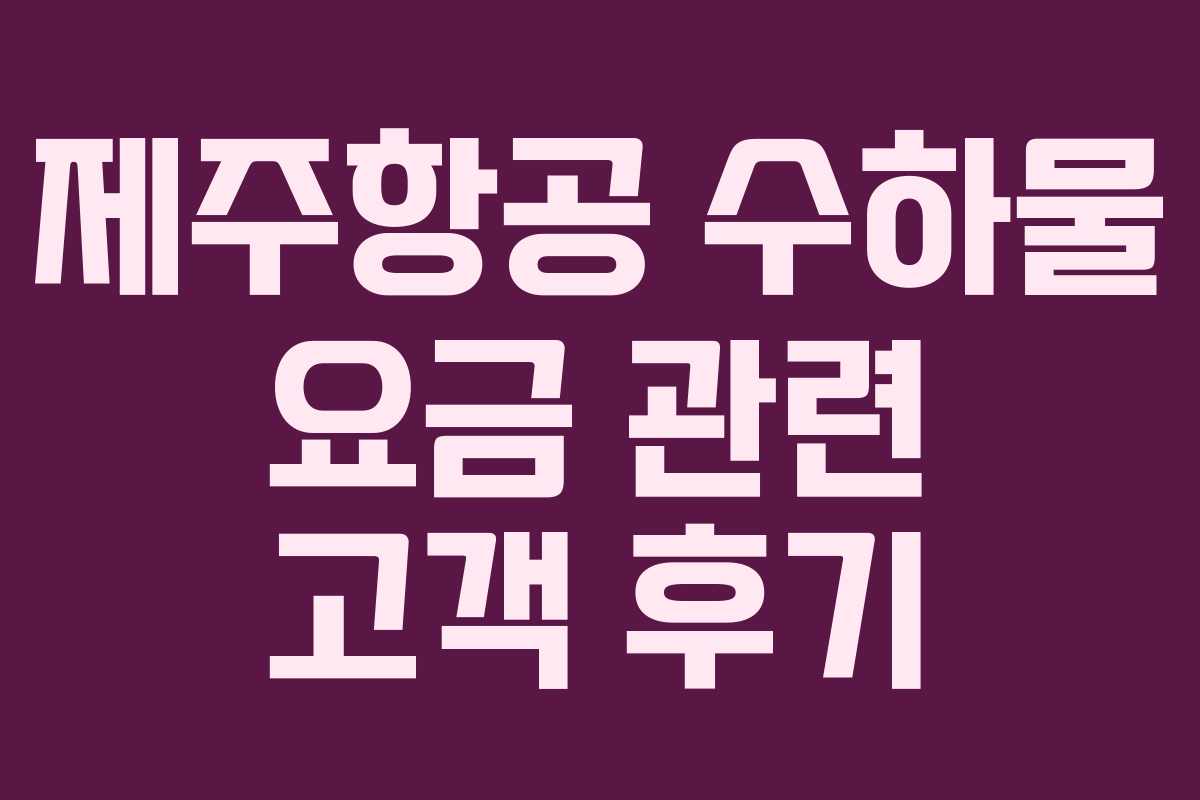 제주항공 수하물 요금 관련 고객 후기