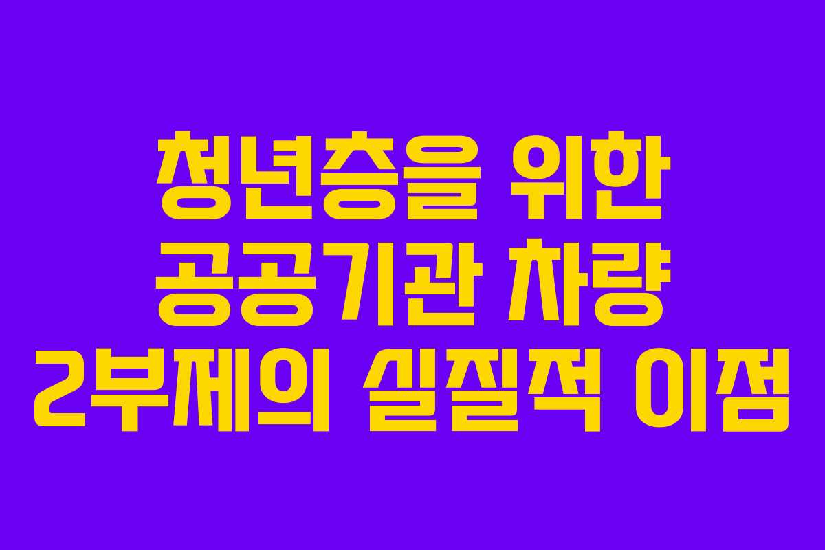 청년층을 위한 공공기관 차량 2부제의 실질적 이점