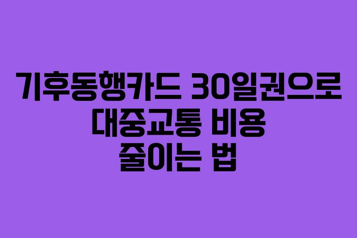 기후동행카드 30일권으로 대중교통 비용 줄이는 법