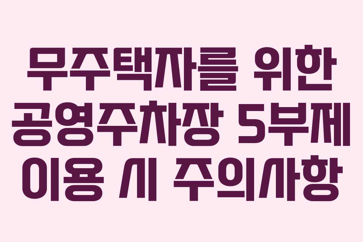 무주택자를 위한 공영주차장 5부제 이용 시 주의사항