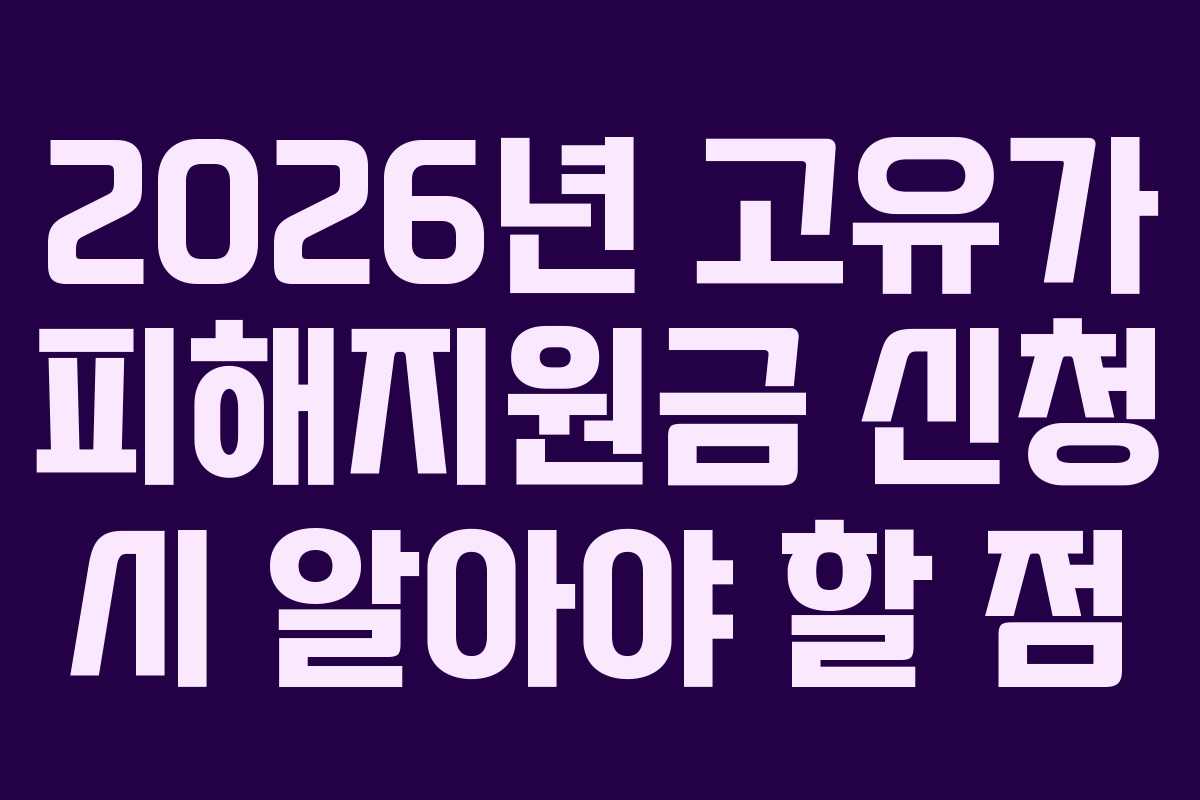 2026년 고유가 피해지원금 신청 시 알아야 할 점