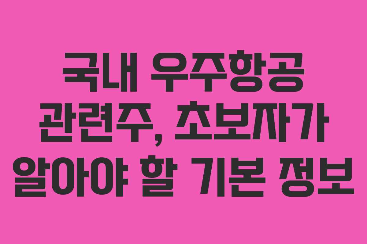 국내 우주항공 관련주, 초보자가 알아야 할 기본 정보