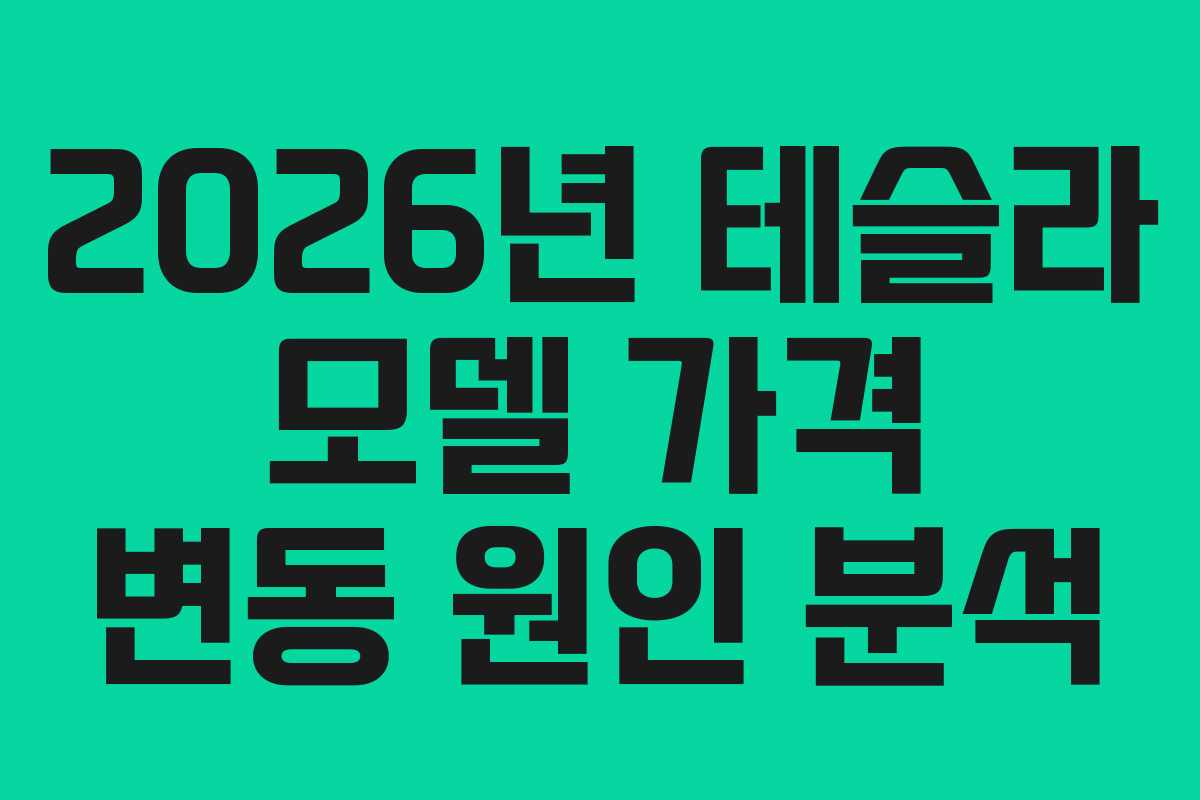 2026년 테슬라 모델 가격 변동 원인 분석