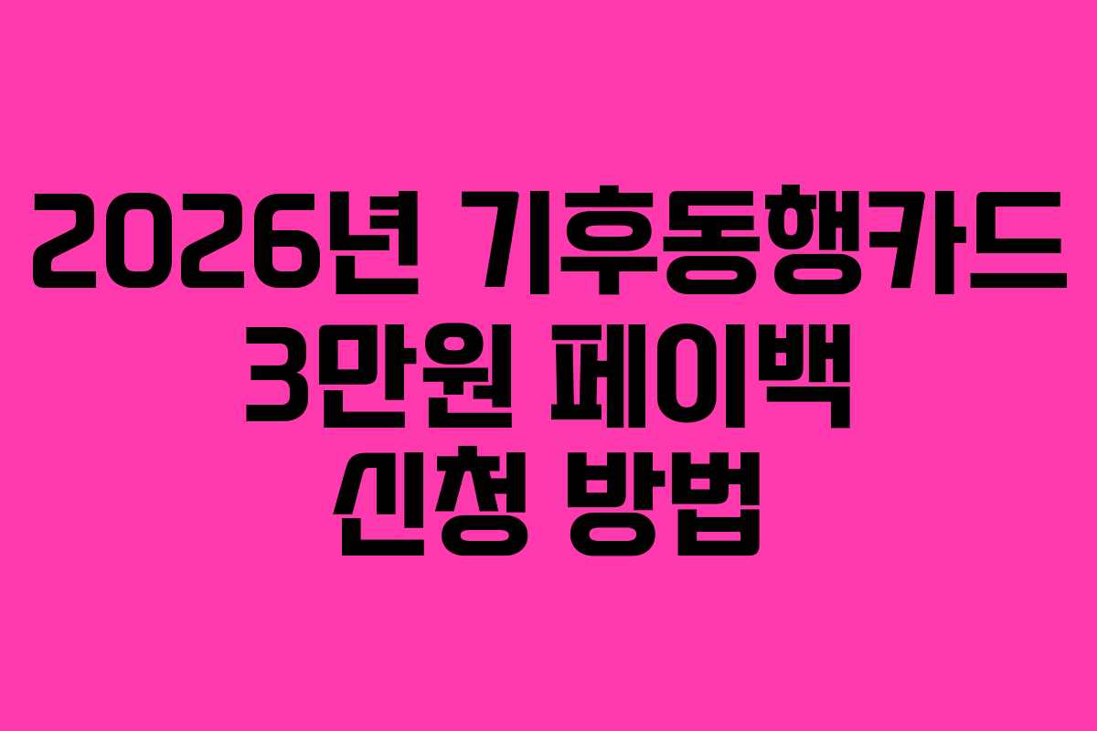 2026년 기후동행카드 3만원 페이백 신청 방법