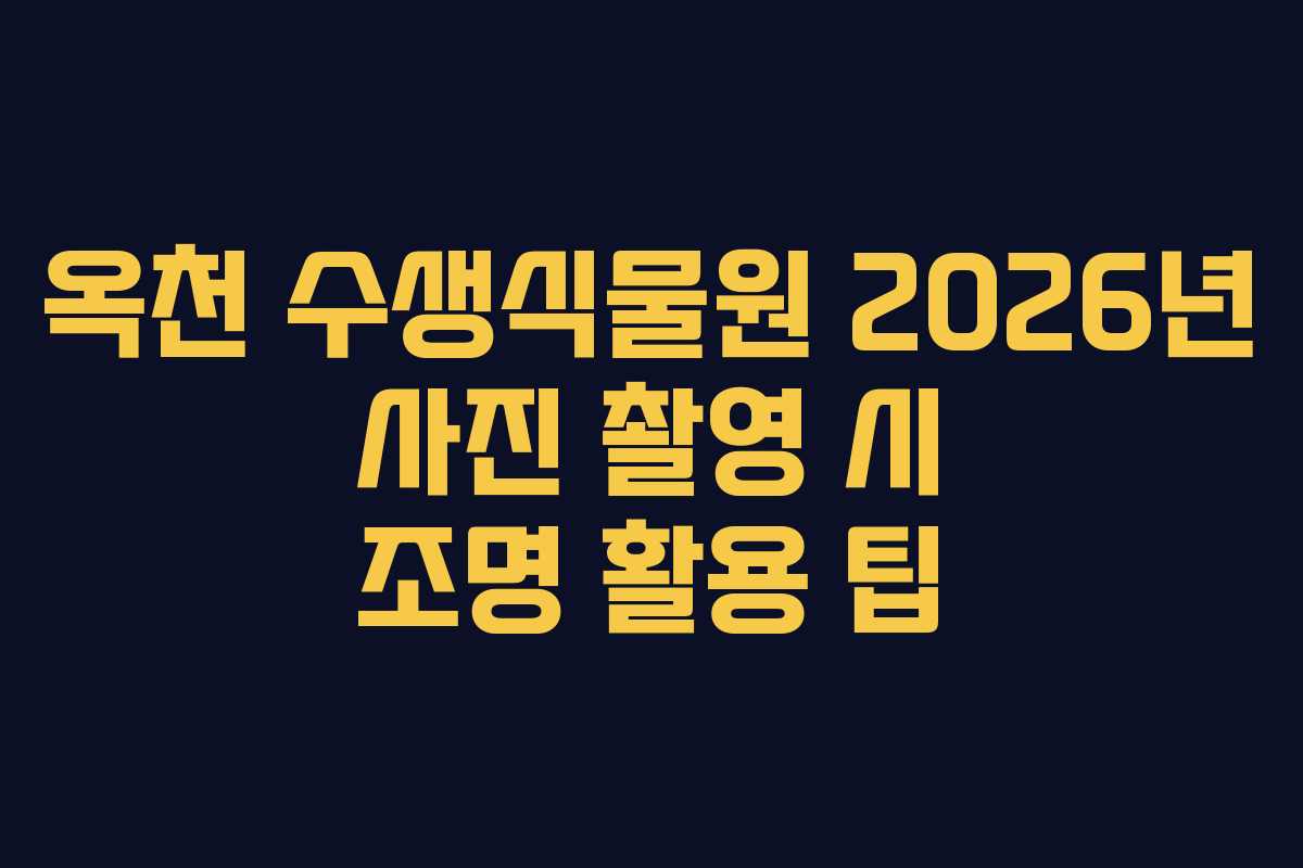 옥천 수생식물원 2026년 사진 촬영 시 조명 활용 팁