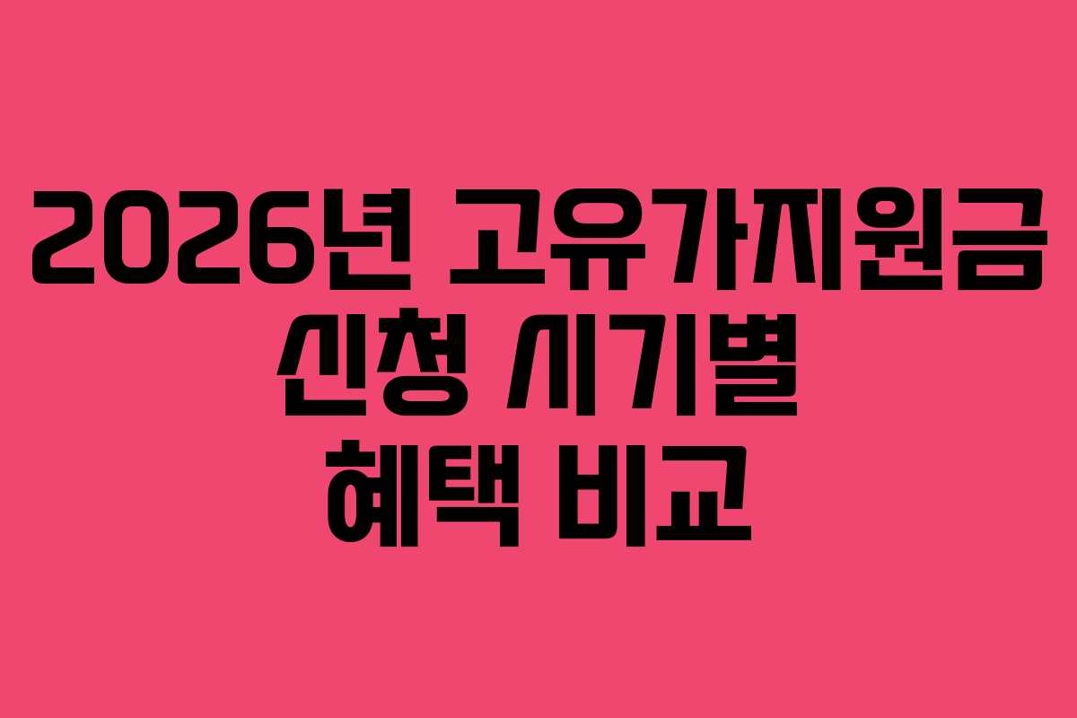 2026년 고유가지원금 신청 시기별 혜택 비교