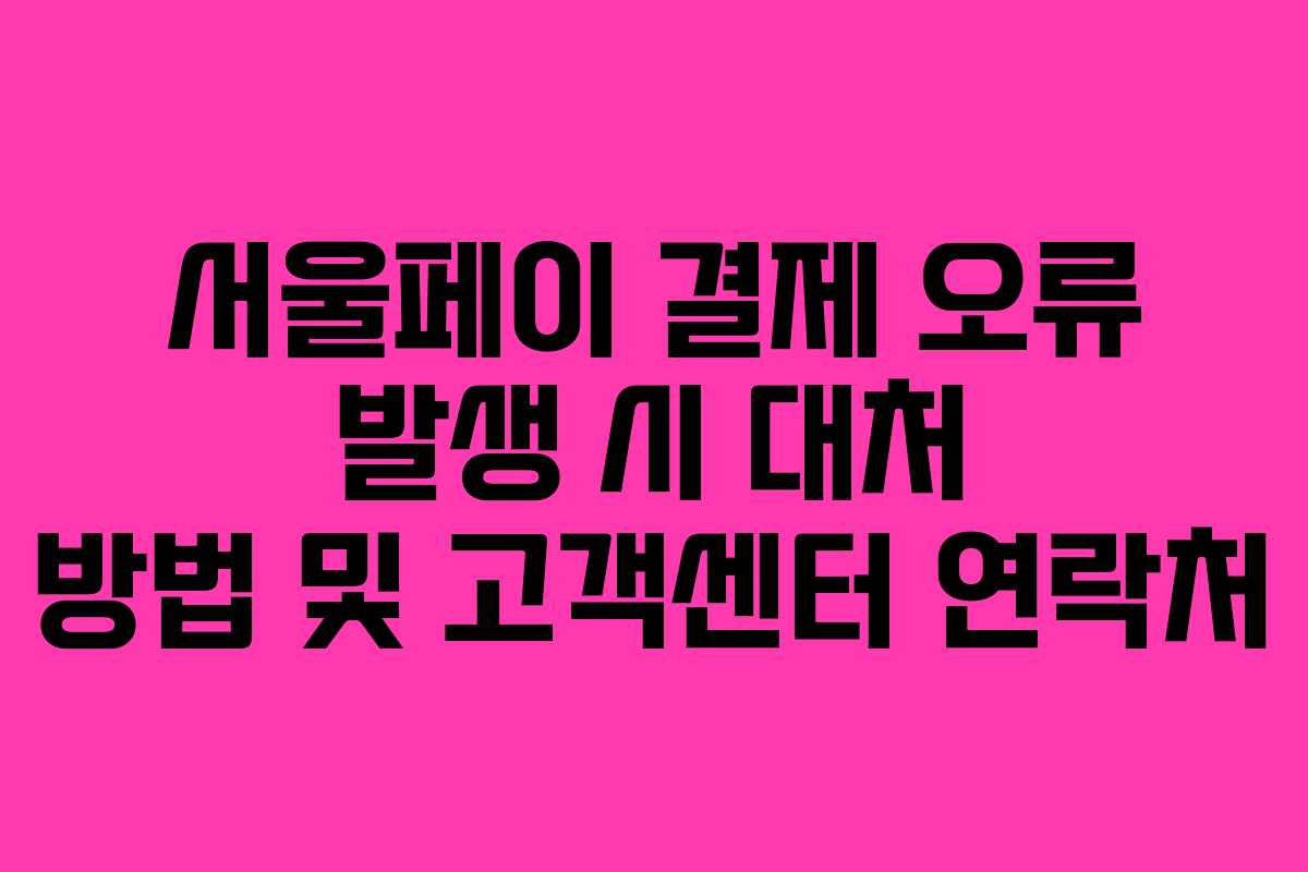 서울페이 결제 오류 발생 시 대처 방법 및 고객센터 연락처