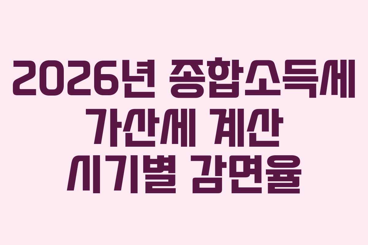 2026년 종합소득세 가산세 계산 시기별 감면율