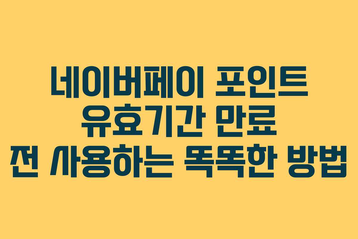 네이버페이 포인트 유효기간 만료 전 사용하는 똑똑한 방법