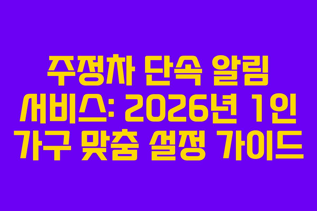 주정차 단속 알림 서비스: 2026년 1인 가구 맞춤 설정 가이드
