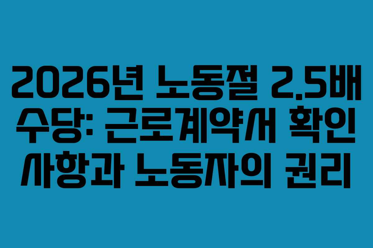 2026년 노동절 2.5배 수당: 근로계약서 확인 사항과 노동자의 권리