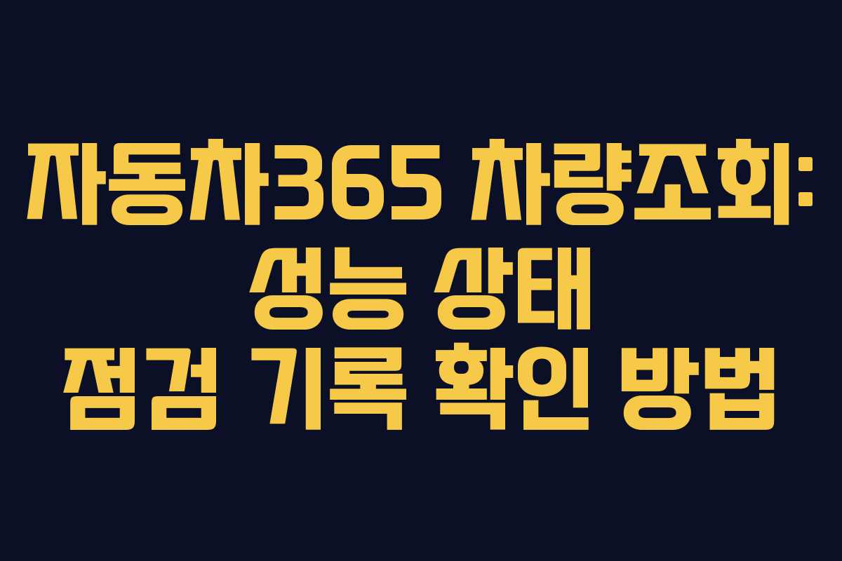 자동차365 차량조회: 성능 상태 점검 기록 확인 방법