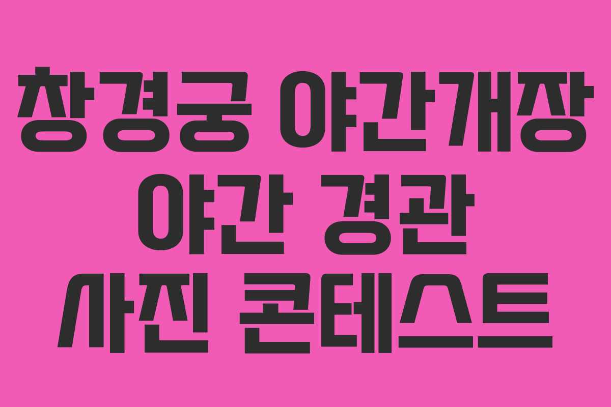 창경궁 야간개장 야간 경관 사진 콘테스트