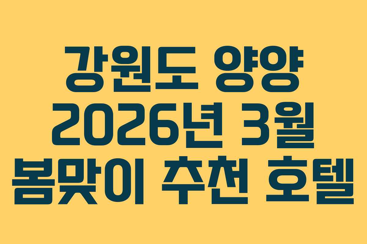 강원도 양양 2026년 3월 봄맞이 추천 호텔