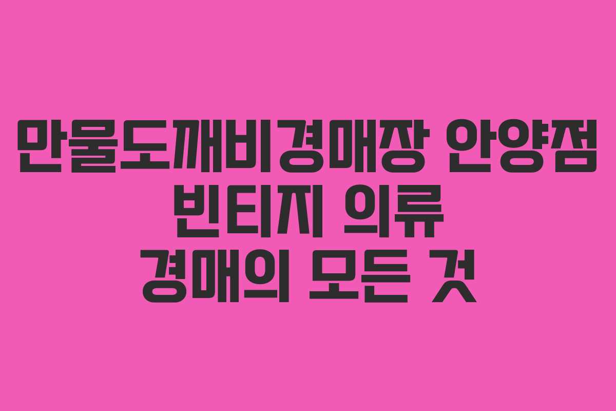 만물도깨비경매장 안양점 빈티지 의류 경매의 모든 것