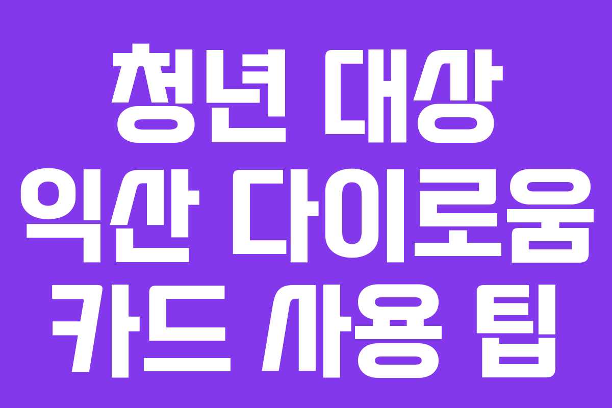 청년 대상 익산 다이로움 카드 사용 팁