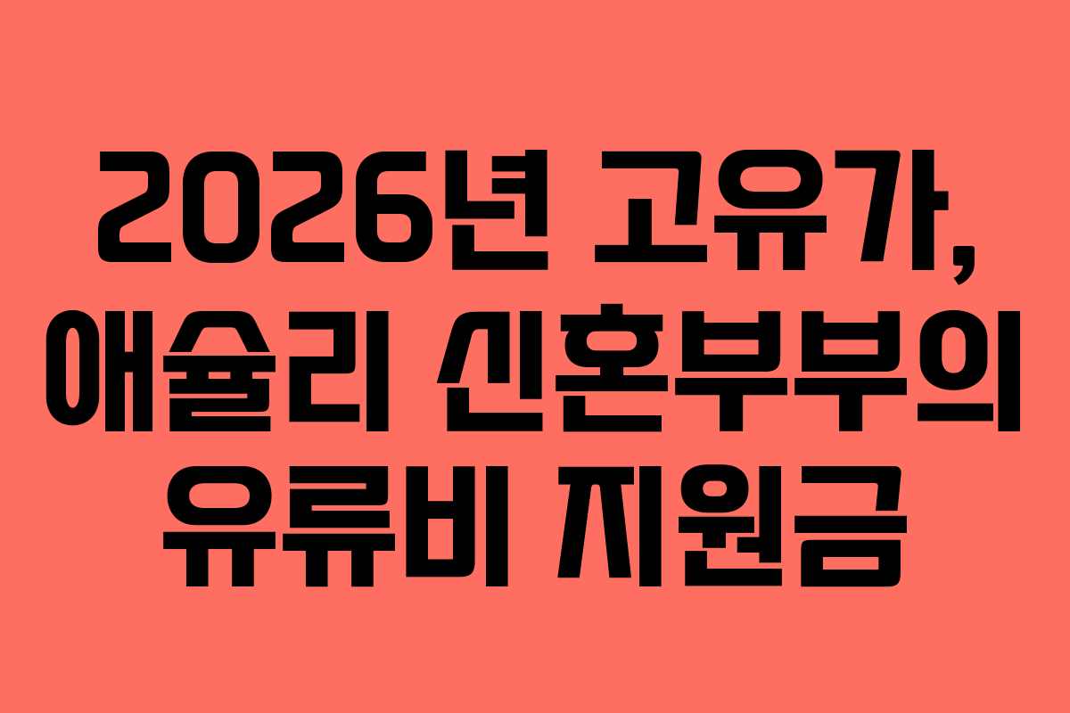 2026년 고유가, 애슐리 신혼부부의 유류비 지원금