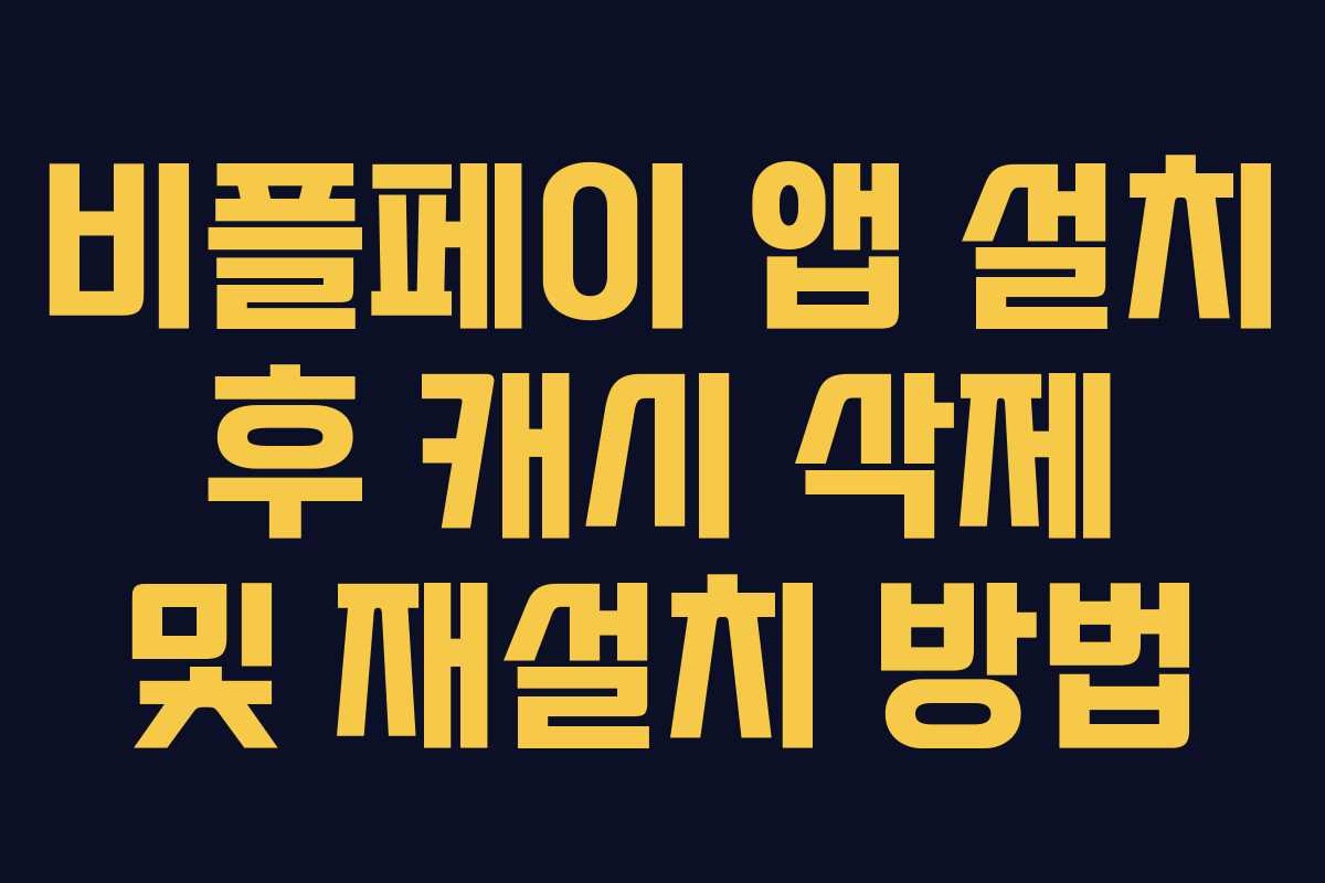 비플페이 앱 설치 후 캐시 삭제 및 재설치 방법