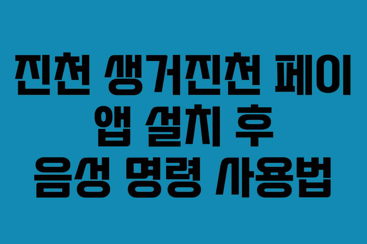 진천 생거진천 페이 앱 설치 후 음성 명령 사용법