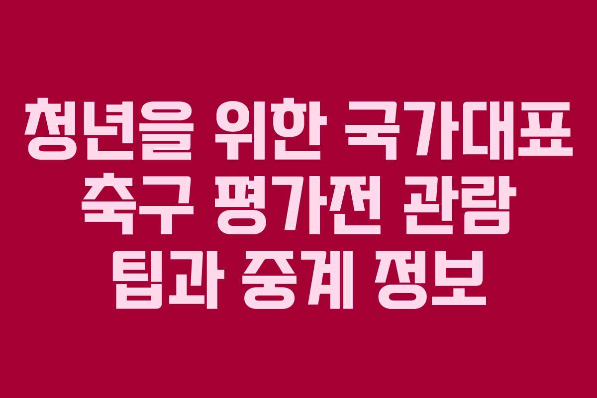 청년을 위한 국가대표 축구 평가전 관람 팁과 중계 정보