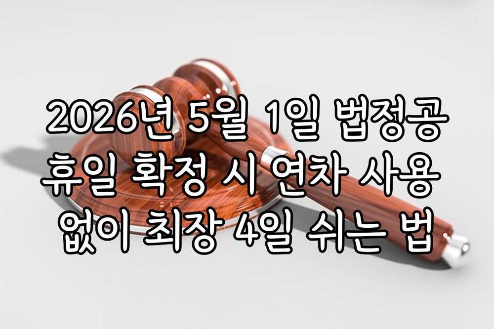 2026년 5월 1일 법정공휴일 확정 시 연차 사용 없이 최장 4일 쉬는 법