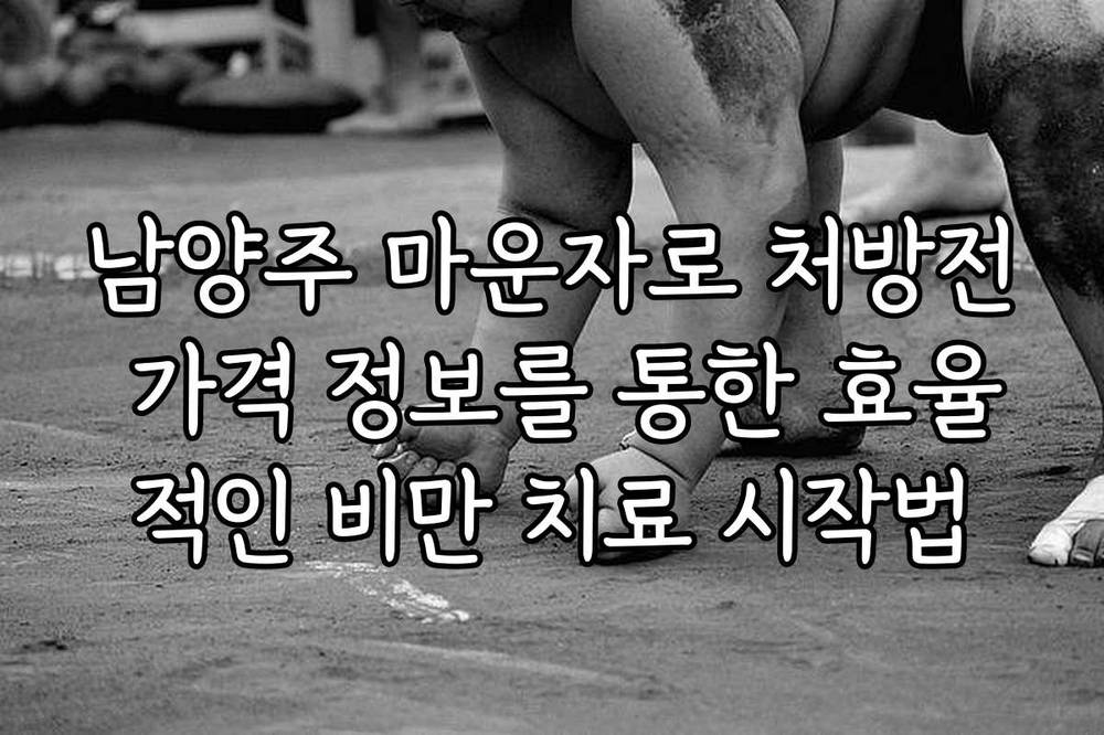 남양주 마운자로 처방전 가격 정보를 통한 효율적인 비만 치료 시작법