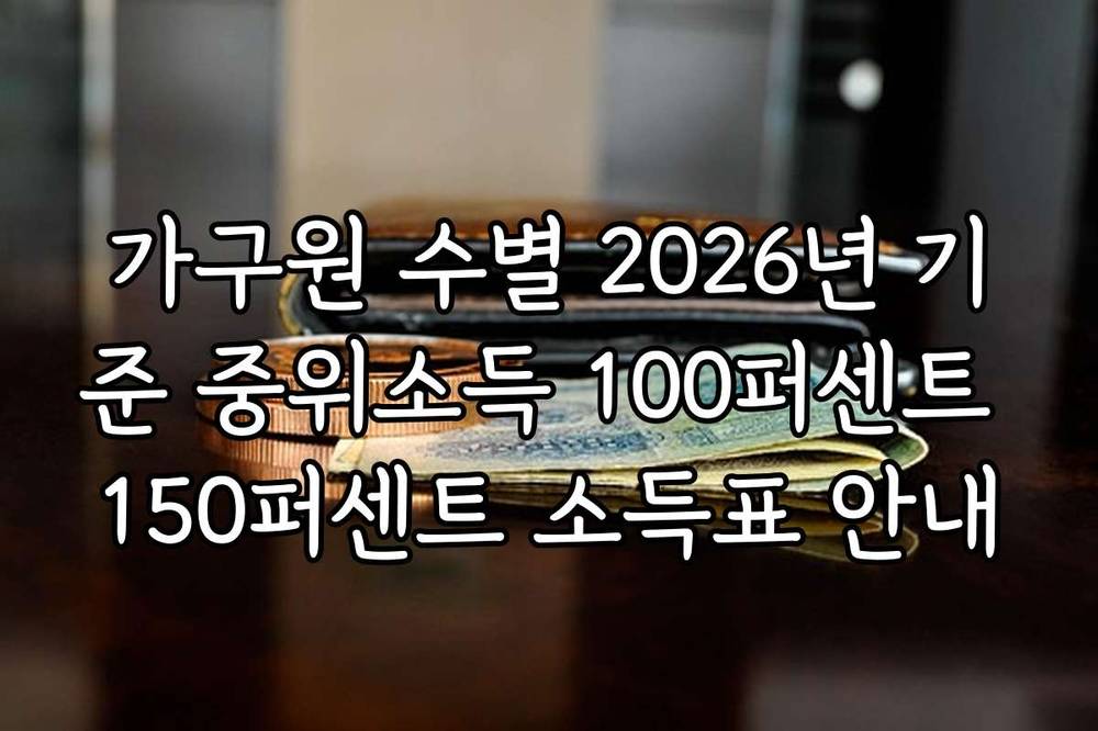 가구원 수별 2026년 기준 중위소득 100퍼센트 150퍼센트 소득표 안내