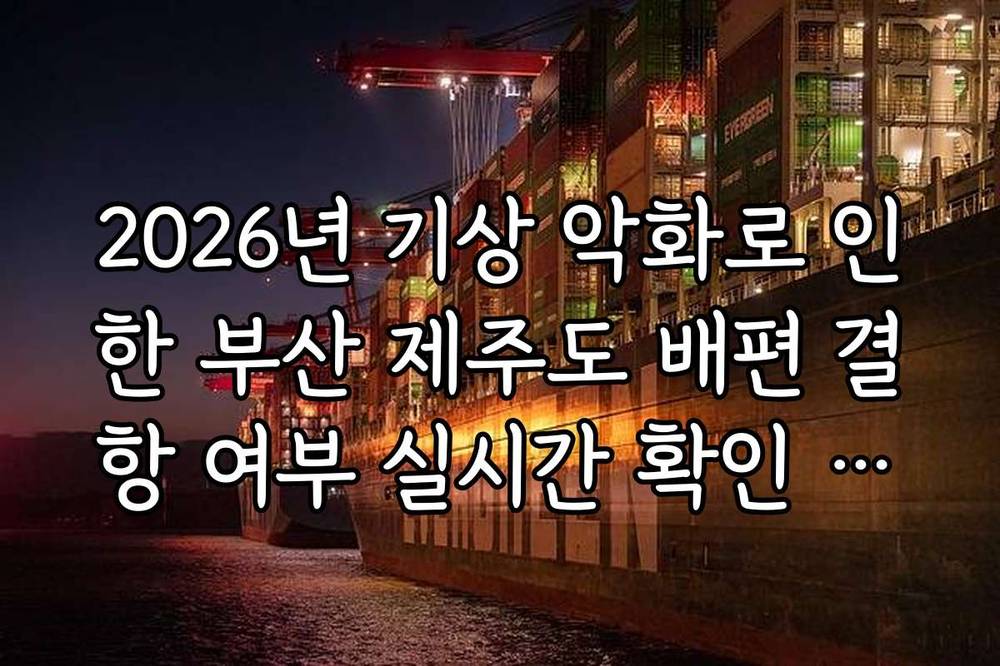 2026년 기상 악화로 인한 부산 제주도 배편 결항 여부 실시간 확인 방법