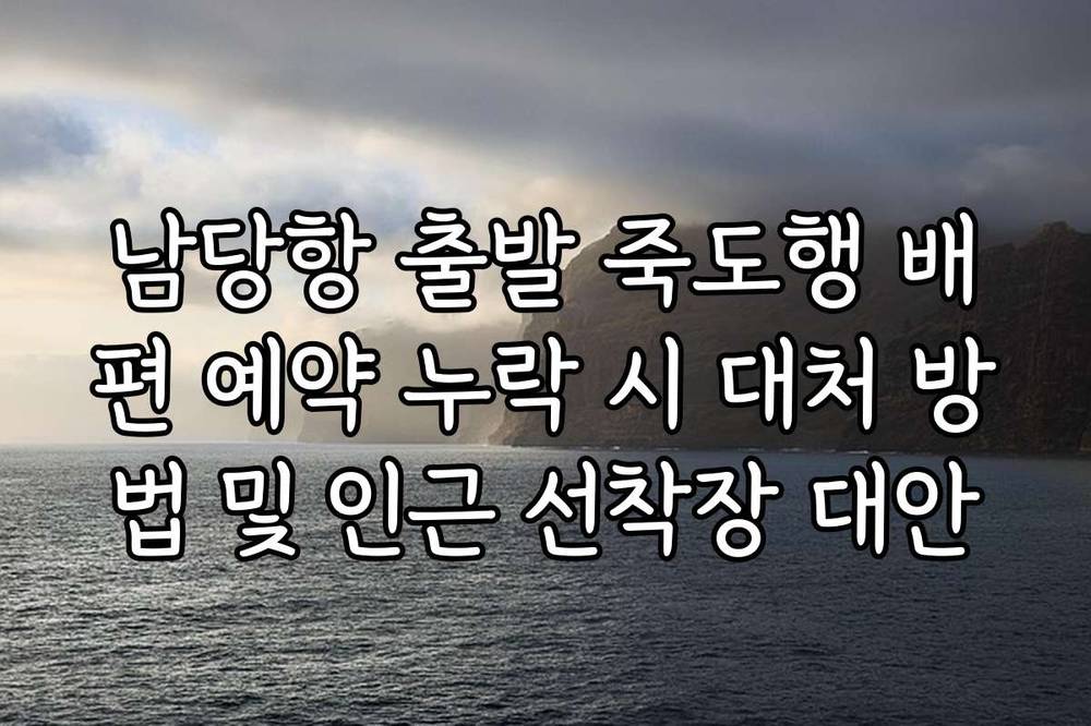 남당항 출발 죽도행 배편 예약 누락 시 대처 방법 및 인근 선착장 대안