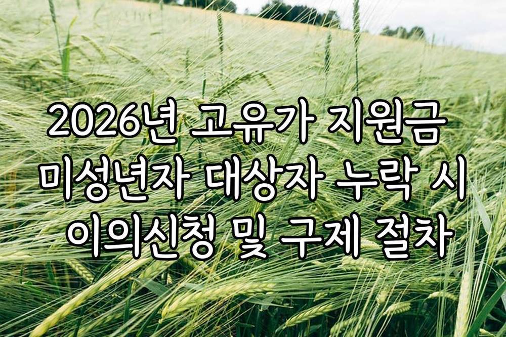 2026년 고유가 지원금 미성년자 대상자 누락 시 이의신청 및 구제 절차