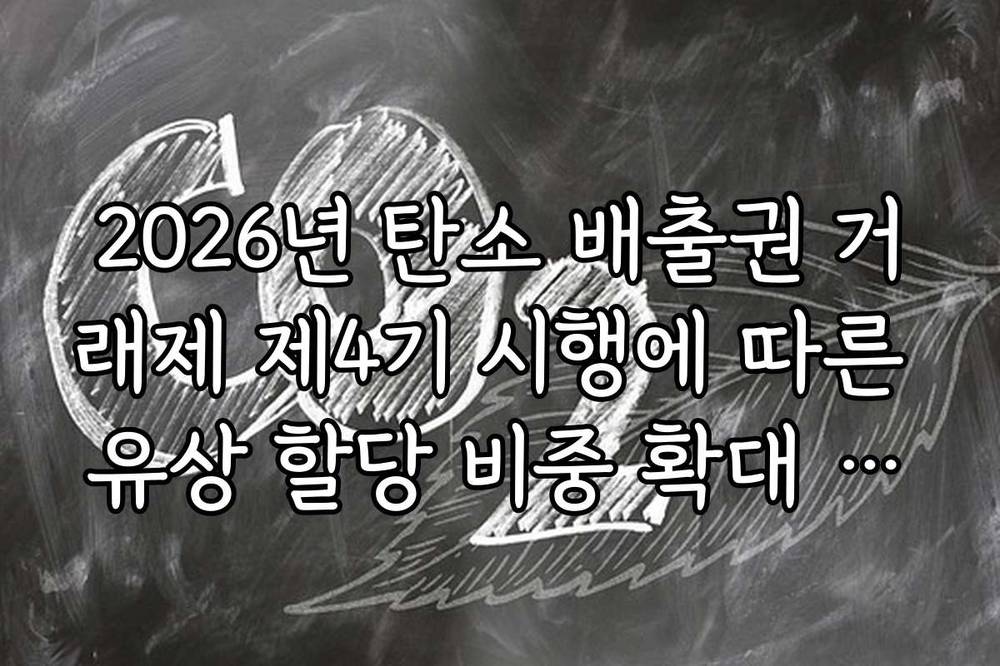 2026년 탄소 배출권 거래제 제4기 시행에 따른 유상 할당 비중 확대 정보