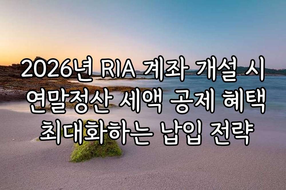 2026년 RIA 계좌 개설 시 연말정산 세액 공제 혜택 최대화하는 납입 전략