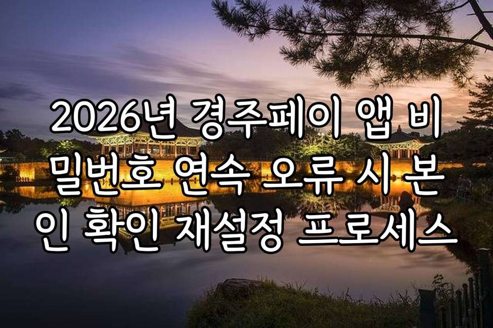 2026년 경주페이 앱 비밀번호 연속 오류 시 본인 확인 재설정 프로세스