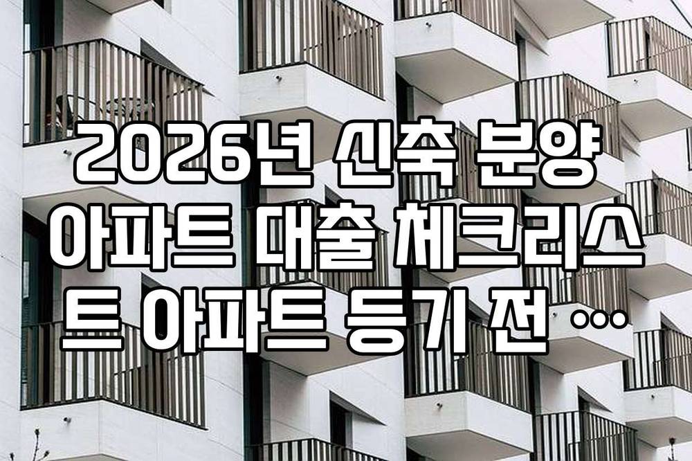 2026년 신축 분양 아파트 대출 체크리스트 아파트 등기 전 대출 실행 절차