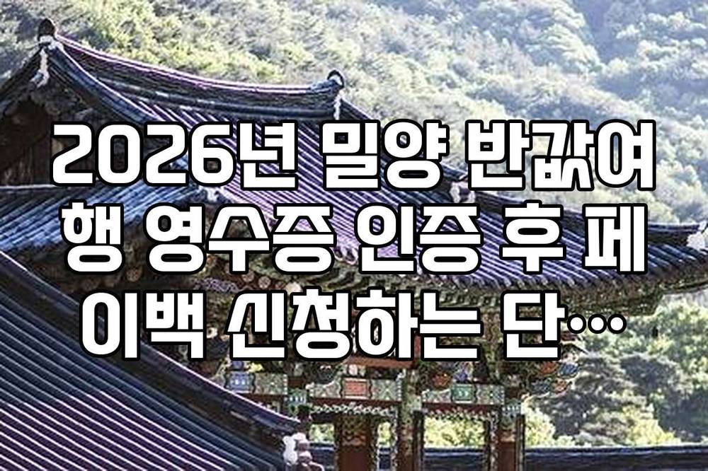 2026년 밀양 반값여행 영수증 인증 후 페이백 신청하는 단계별 가이드