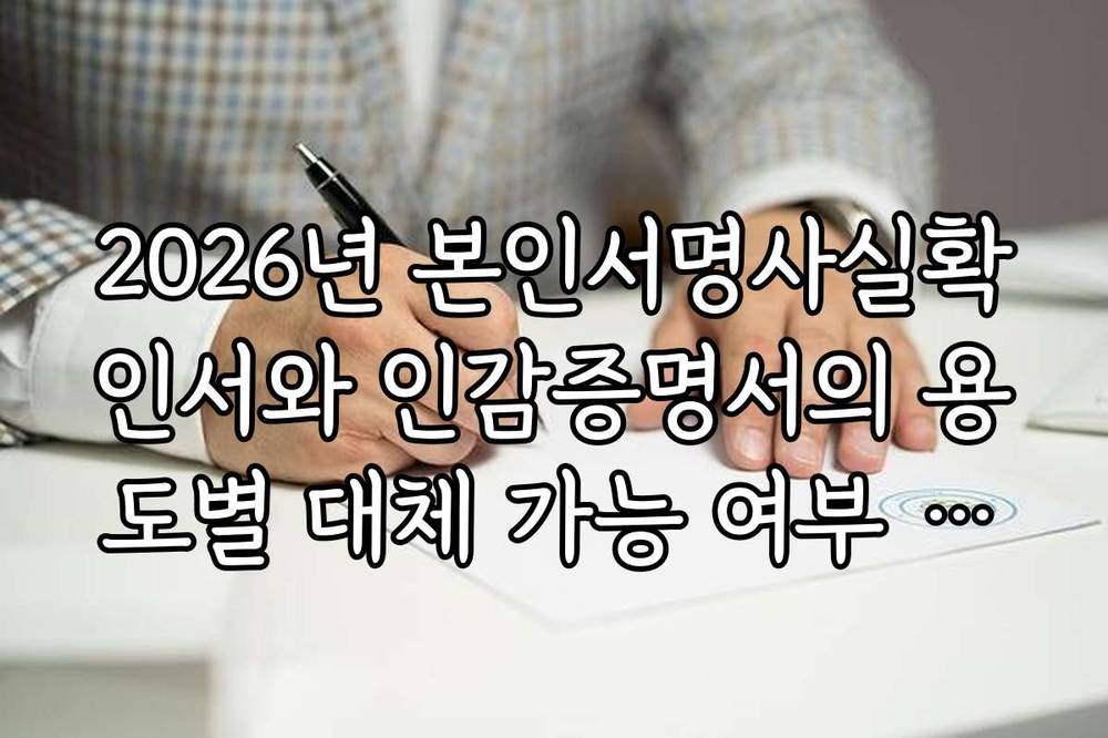 2026년 본인서명사실확인서와 인감증명서의 용도별 대체 가능 여부 팩트 체크
