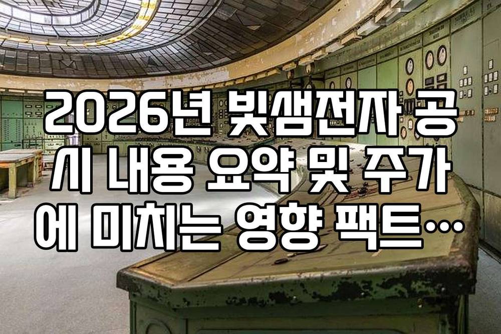 2026년 빛샘전자 공시 내용 요약 및 주가에 미치는 영향 팩트 체크