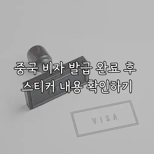 중국 비자 발급 완료 후 스티커 내용 확인하기