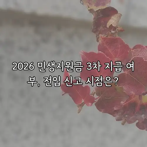 2026 민생지원금 3차 지급 여부, 전입 신고 시점은?