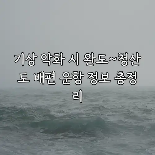 기상 악화 시 완도~청산도 배편 운항 정보 총정리
