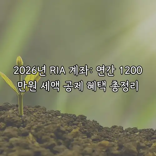 2026년 RIA 계좌: 연간 1200만원 세액 공제 혜택 총정리