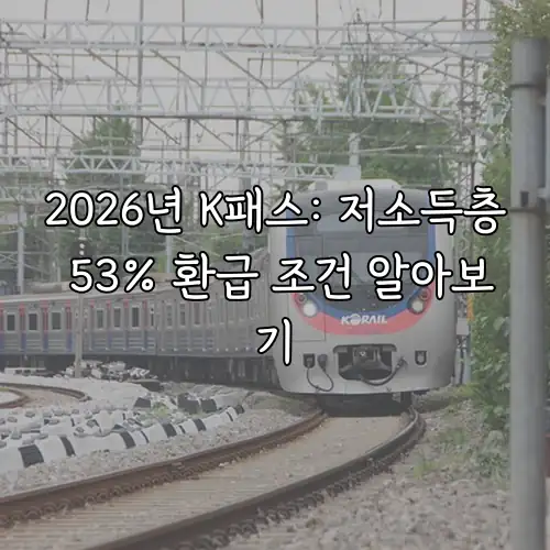 2026년 K패스: 저소득층 53% 환급 조건 알아보기