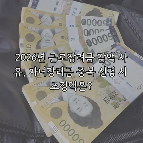2026년 근로장려금 감액 사유, 자녀장려금 중복 신청 시 조정액은?