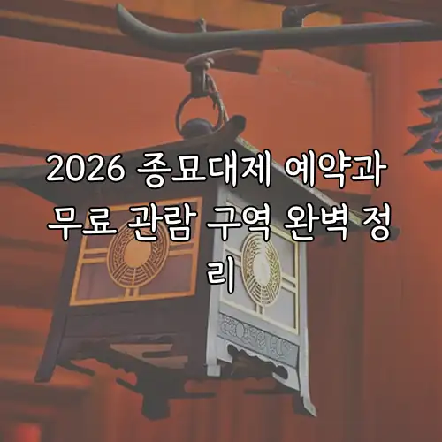 2026 종묘대제 예약과 무료 관람 구역 완벽 정리