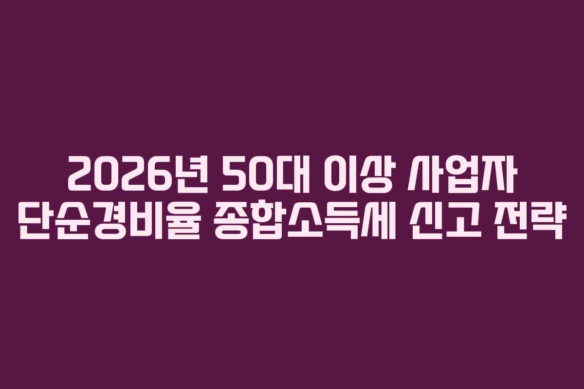 2026년 50대 이상 사업자 단순경비율 종합소득세 신고 전략