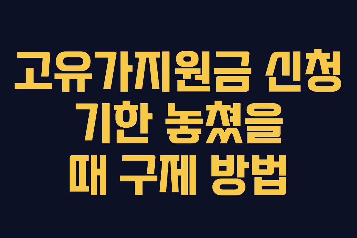 고유가지원금 신청 기한 놓쳤을 때 구제 방법